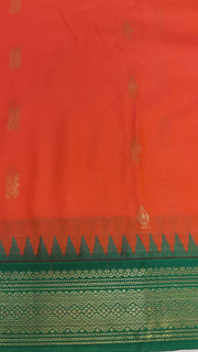 Orange Semi Silk Kanjeevaram Saree