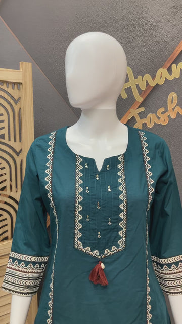 Peacock Blue -Pure Cotton Short Kurti