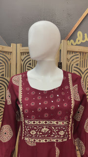 Maroon Anarkali Long Kurti