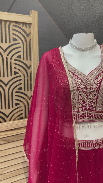 Colorful Georgette Lehenga Set with Heavy Work Blouse - Party & Wedding Wear
