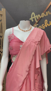 Pink Ready to wear Saree