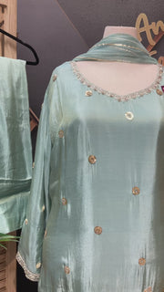 Plus Size Light Blue Party Wear Patiyala set