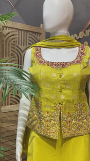 Indo Western Green Party Wear Palazzo set