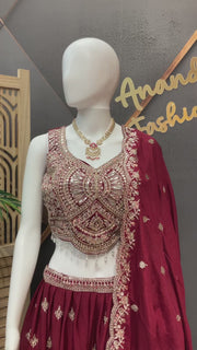 Party wear Maroon Lehenga set