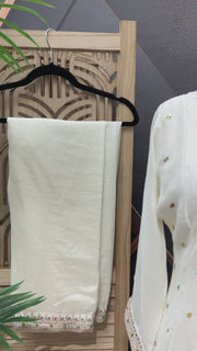 Plus Size Off White Anarkali Kurti Set