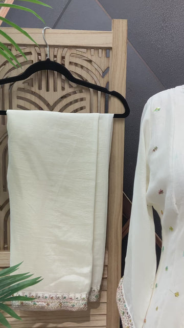 Plus size- Half White Anarkali kurti sets