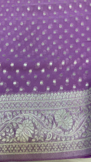 Lavender Georgette Benarasi saree with Stitched Blouse