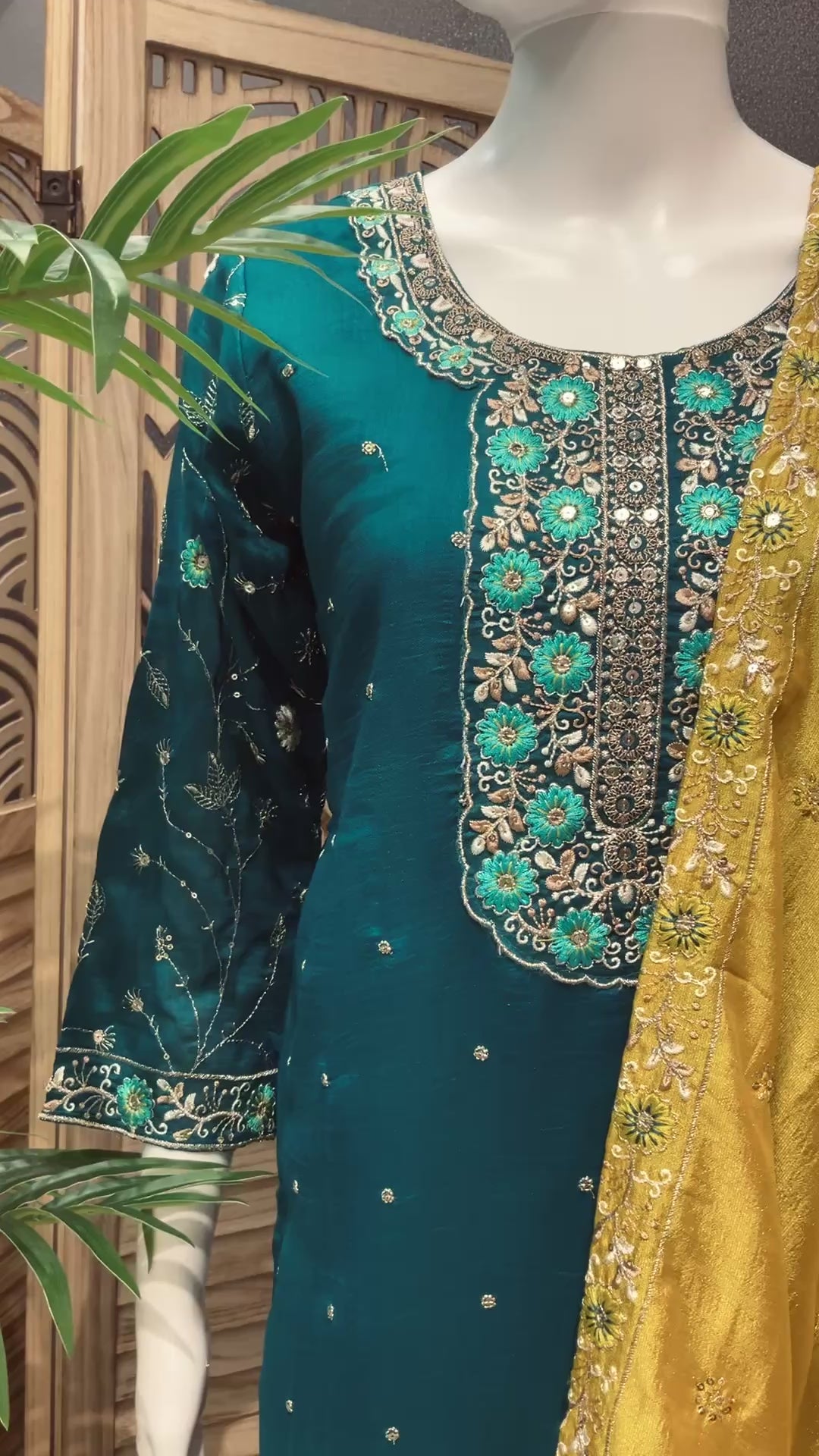 Party Wear Chudidhar/Kurti set with contrast Dupatta