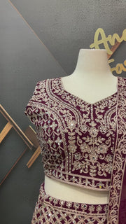 Heavy Work Georgette Wine Lehanga set