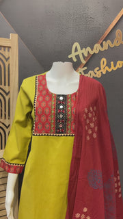 Green Pure Cotton Kurti set