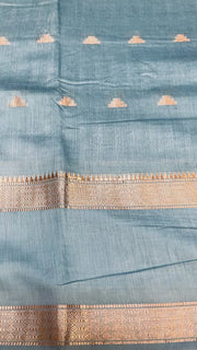 Pastel Blue Cotton Silk Saree