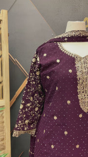 Plus Size Wine color Party Wear Sharara set