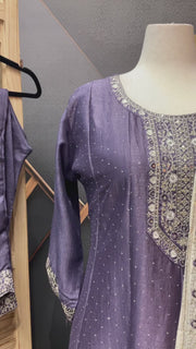 Plus size Purple Party Wear Anarkali kurti set