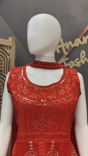 Burnt Orange Color Party Wearpalazzo Sets