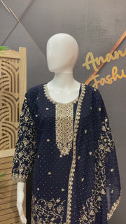 Plus Size Party Wear Navy Blue Sharara set