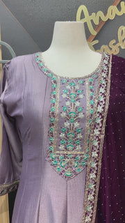 Plus Size Pastel Colors Anarkali Kurti Set