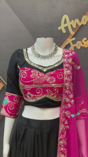 Black and Pink Pure Cotton Chaniya Choli set