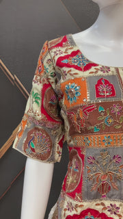 Multicolor Embroidery Work Long Blouse