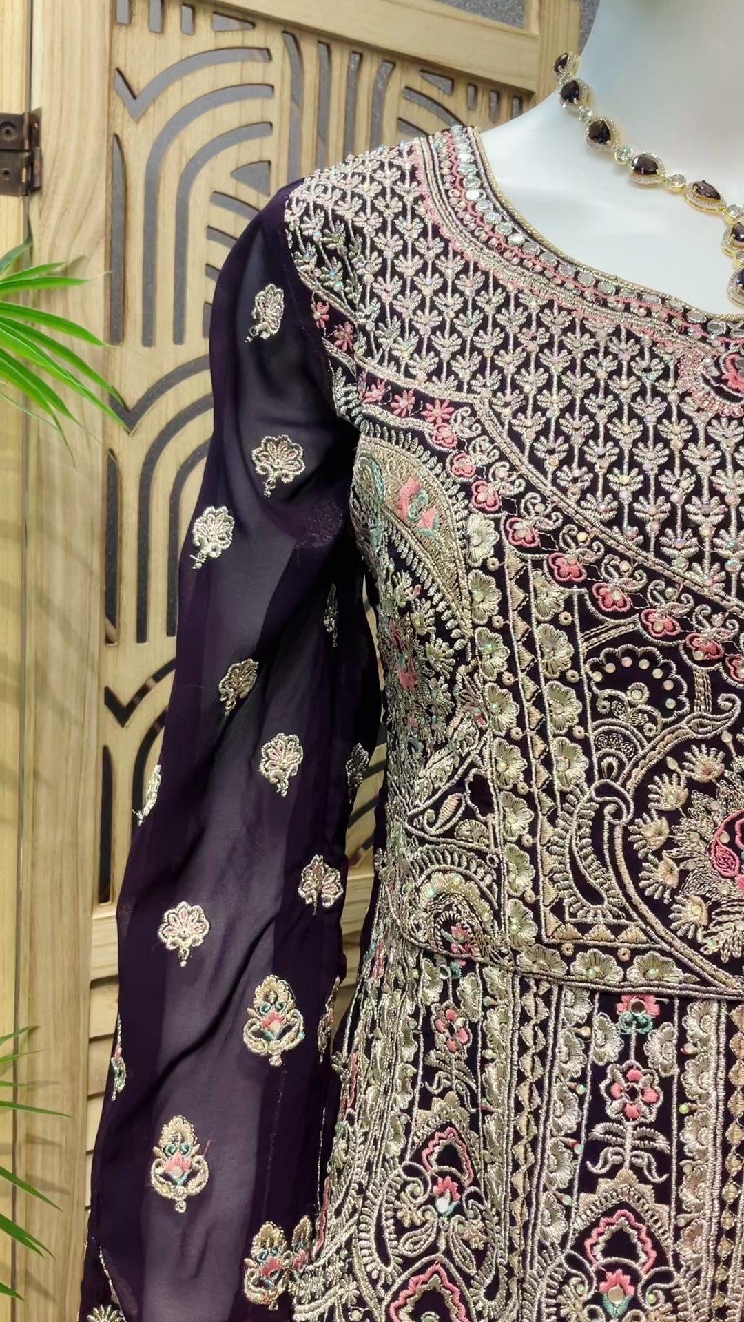 Heavy Embroidery Work Sharara set with Peplum Top