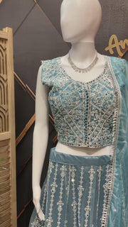 Blue Heavy Work Lehenga set