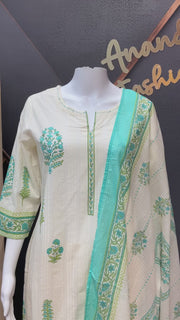 Cream color pure cotton Kurti set