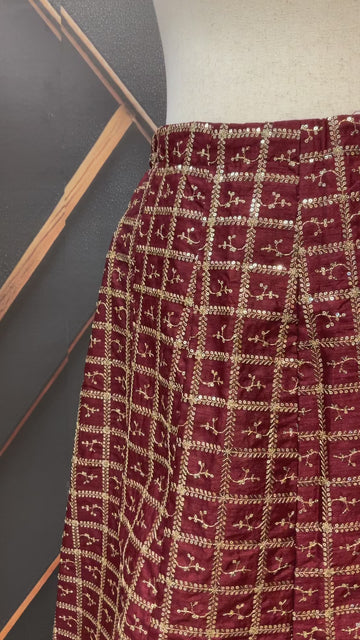 Maroon Party Wear Lehenga Skirt - Wedding & Festive