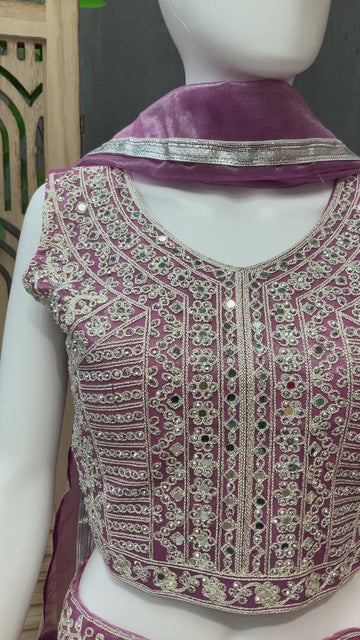 Pastel Color Heavy Work Lehenga Set - Party & Wedding