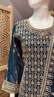 Teal Blue Party Wear Sharara set