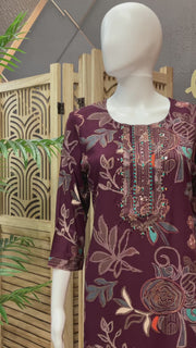 Women’s Wine Rayon Kurti