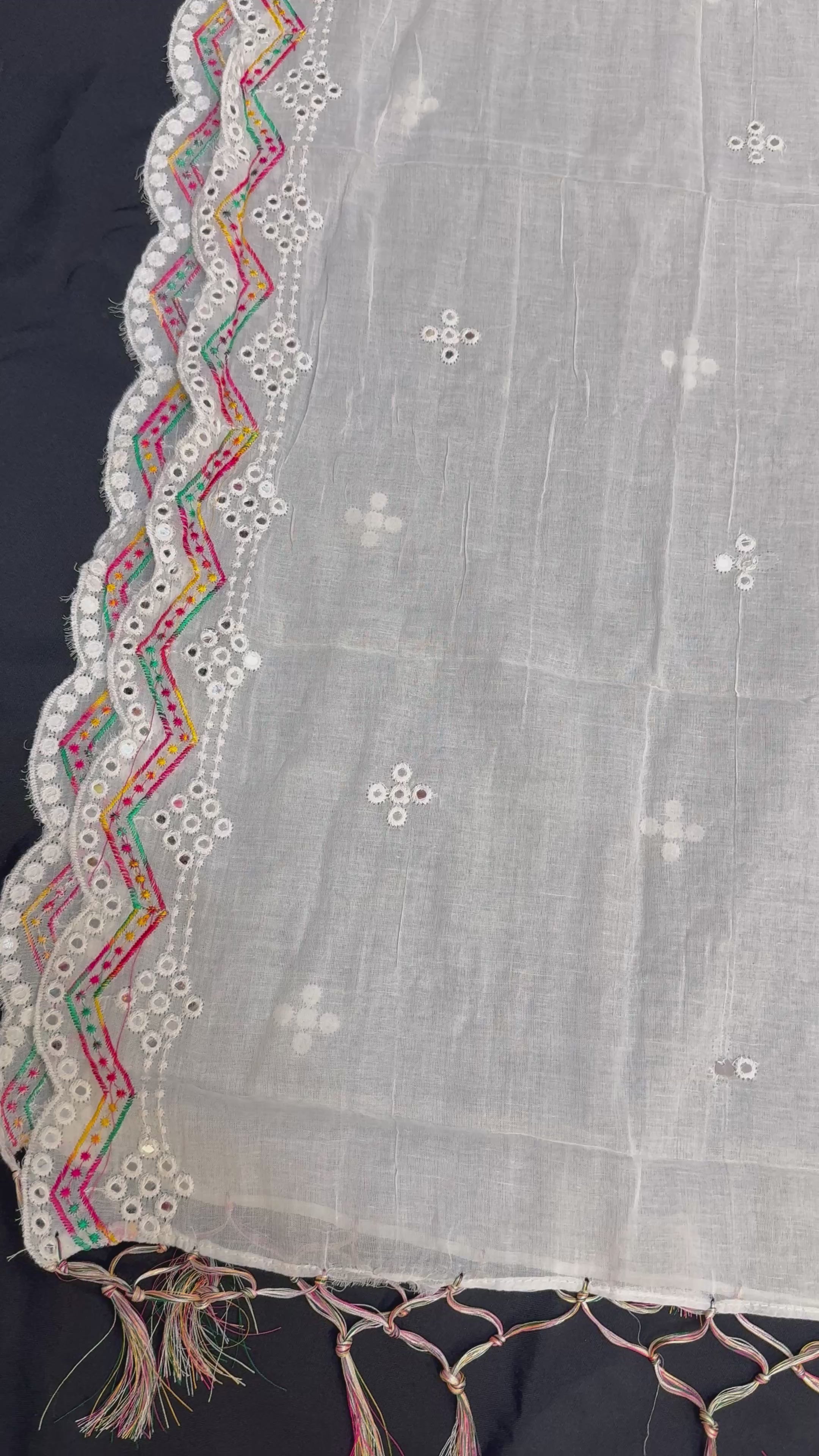 Half white - Pure cotton Dupatta