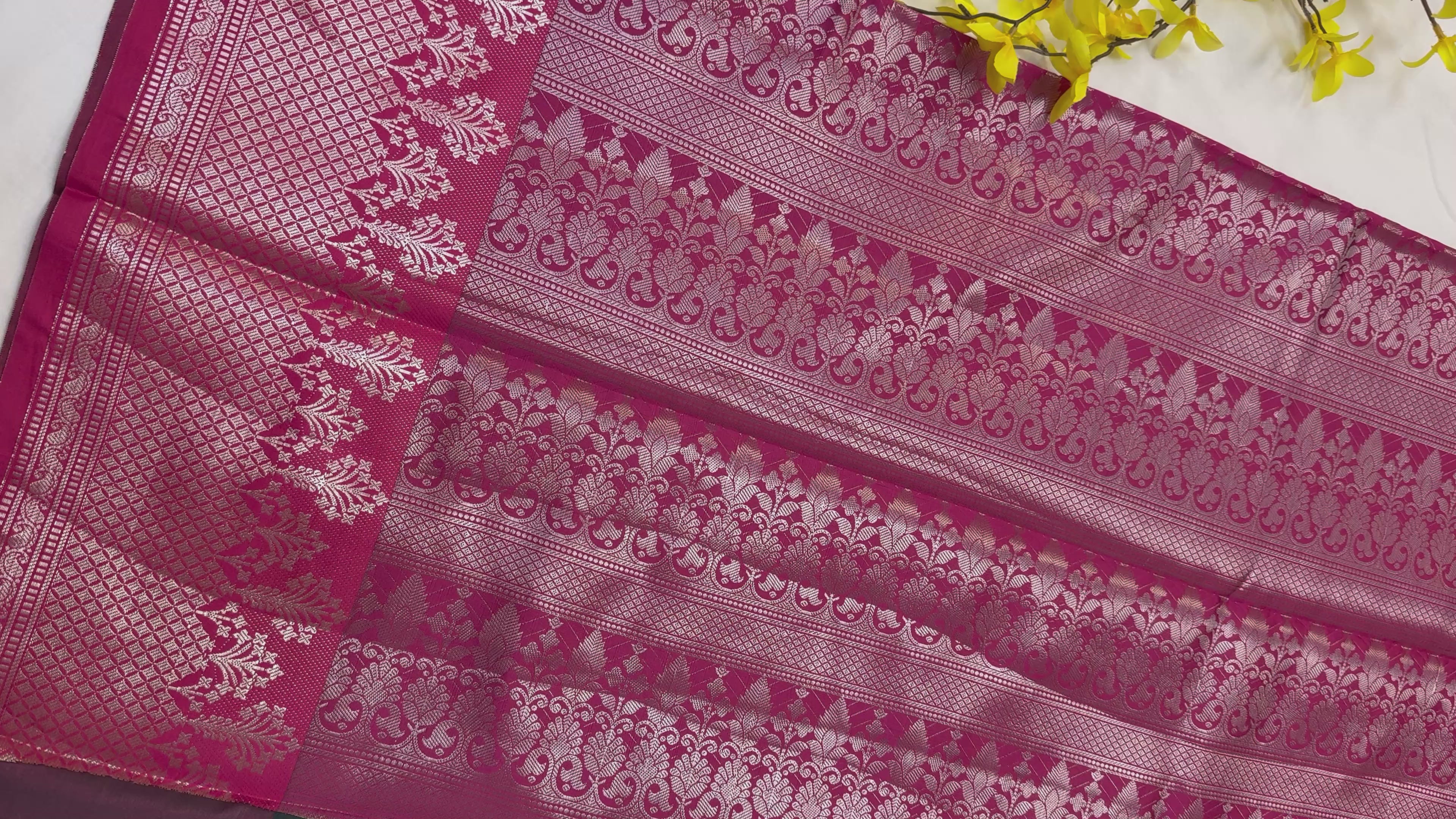 Bottle Green Color- Semi Silk Saree