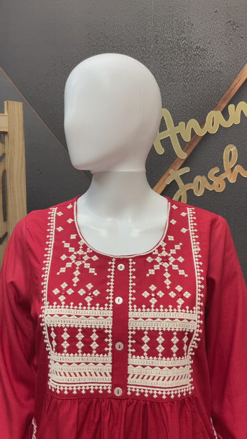 Brick Red - Rayon Short Kurti