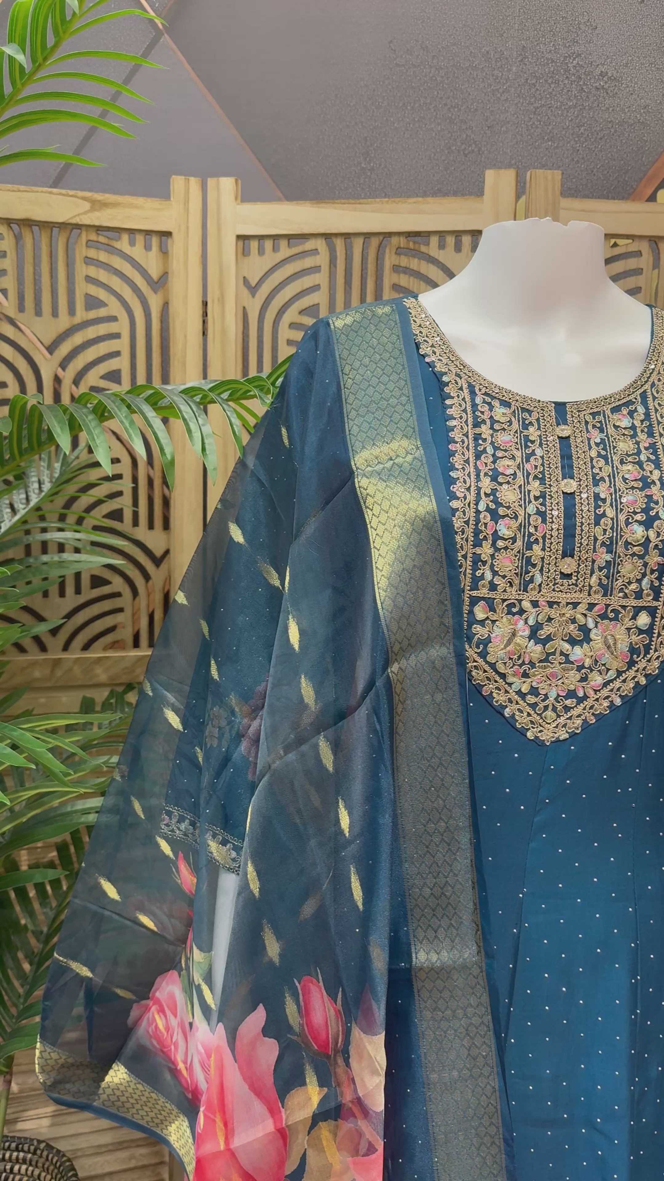 Peacock Blue Color - Anarkali Kurti set