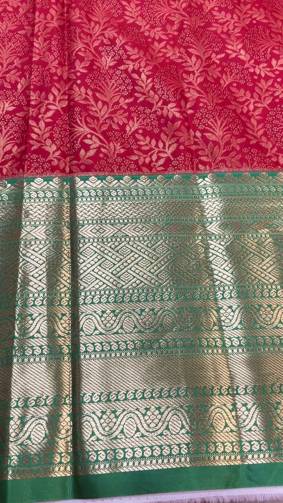 Red-Semi Kanjeevaram Silk saree with stitched Blouse