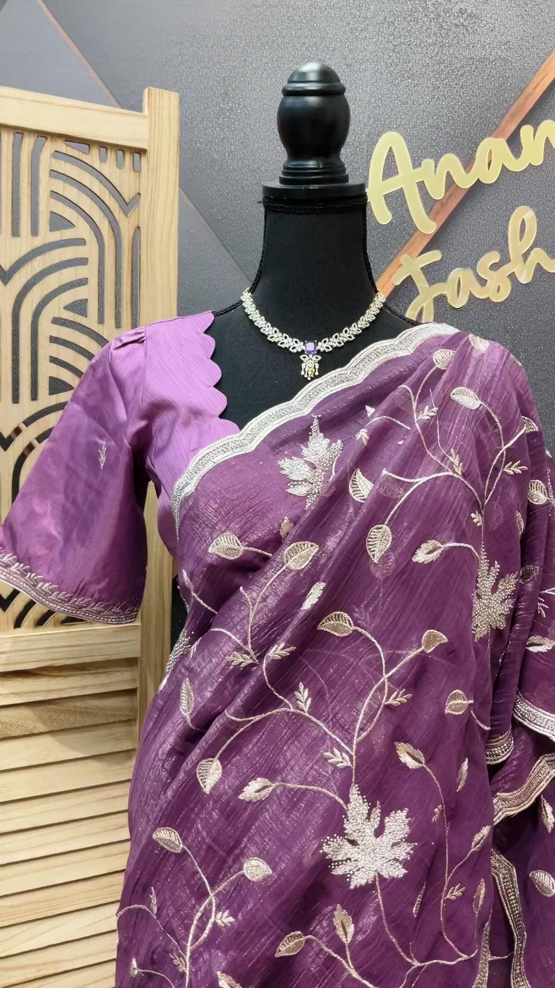 Cocktail Party wear light purple saree with Stitched blouse- fall pico done