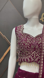 Wine Color Party Wear Lehenga set