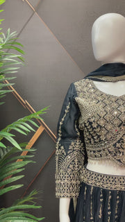 Dark Shimmery Lehenga Set with Heavy Work
