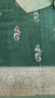 Green Benarasi Silk saree with Stitched Blouse
