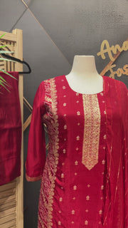 Plus Size Red Benarasi kurti set