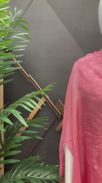 Pink Satin Silk Indo Western Set with Vest - Party Wear