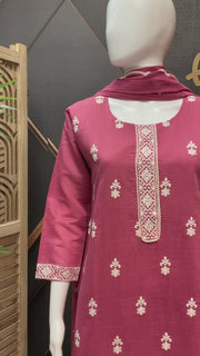 Pink Mul Chanderi kurti set