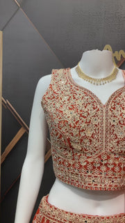 Orange Heavy Work Lehanga Set
