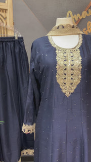 Navy Blue Plus Size Party Wear Palazzo set