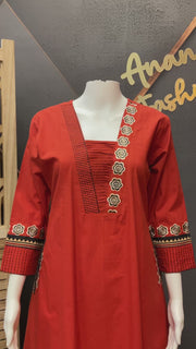 Pure Cotton Orange Kurti set