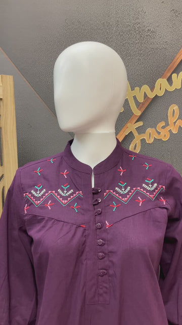 Purple - Cotton short kurti
