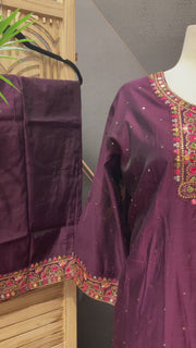Plus Size Party Wear Wine kurti set