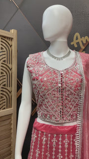 Peach Heavy Work Party wear Lehenga set