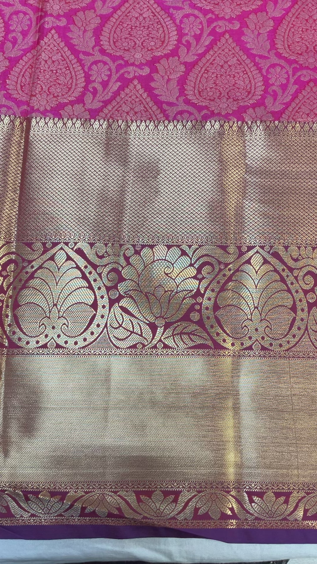Pink -Semi Kanjeevaram Silk Saree with stitched Blouse