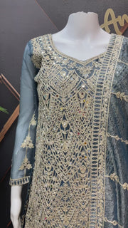 Pastel blue Heavy Work Palazzo set