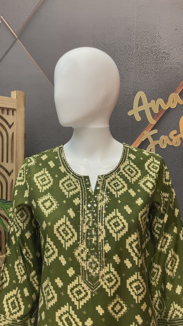 Green cotton kurti